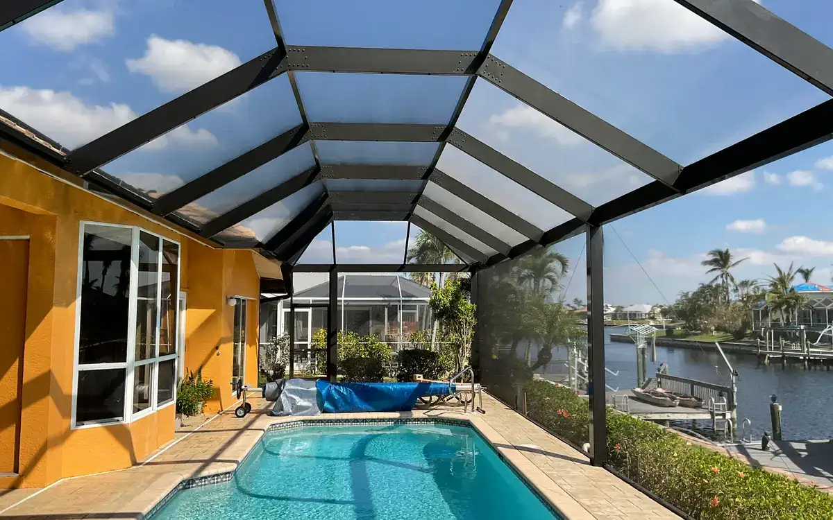 Aluminum pool screen enclosure in South Florida
