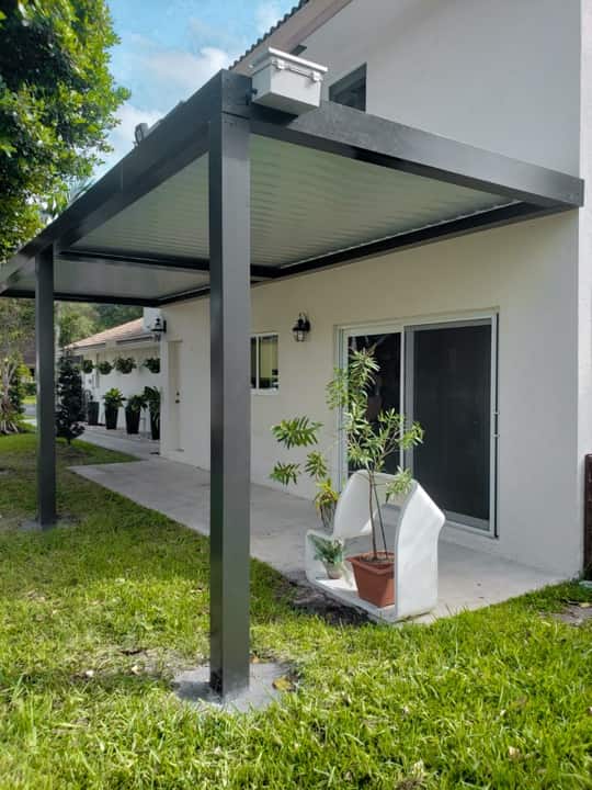 Dark bronze louvered roof