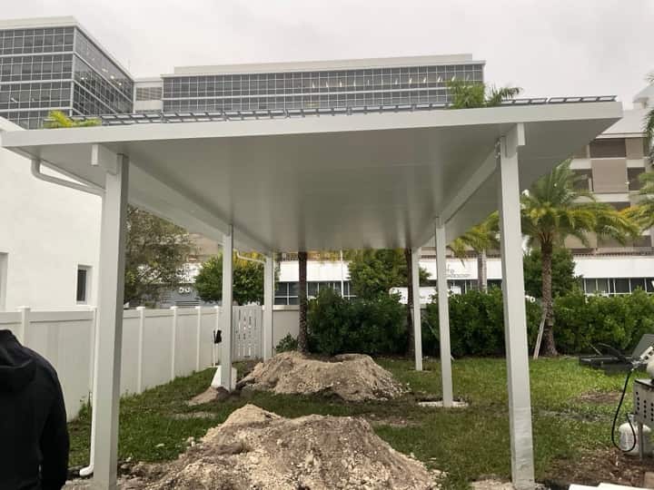 White freestanding pergola