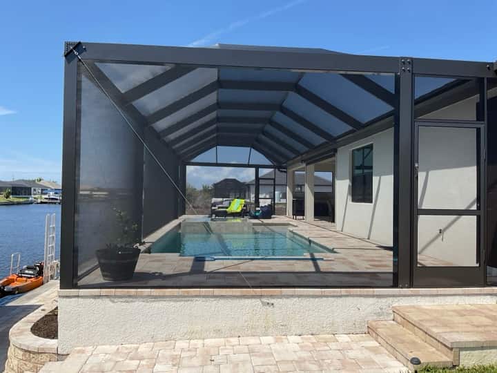 Aluminum screened pool enclosure